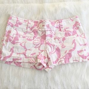 American eagle pink & white distressed shorts sz 4